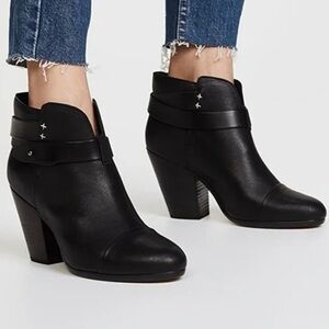 Rag & Bone Harrow Leather Ankle Boots Black Size 37 1/2 / US 6